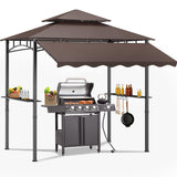 Decomax 8'X8' Grill Gazebo Canopy - Heavy Duty Steel Frame, Double Tiered Grill Canopy for Outdoor Grill W/Shelves, Ceiling Hooks and Ground Stakes, Outdoor Patio Canopy Tent BBQ Gazebo for Backyard Decomax