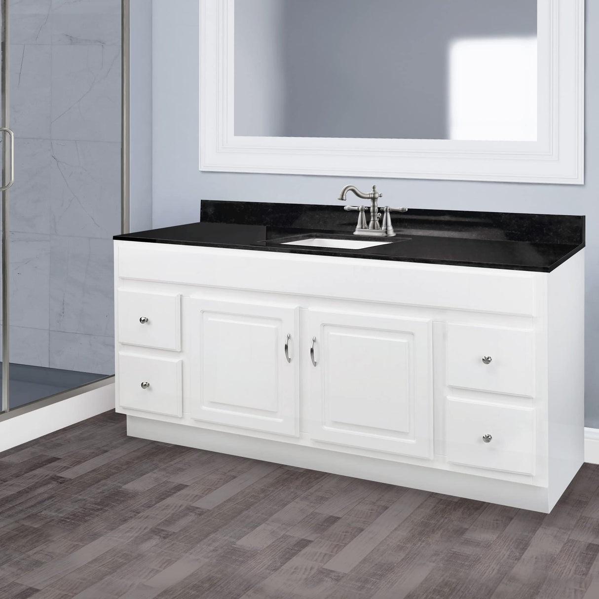 Design House Concord 60 Inch Bathroom Vanity, Ready to Assemble, Solid Wood, White, 587030 Design House