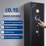 BlackSmith 6 Biometric Gun Safe for Rifles and Pistols 0.1s Quick Access Large Gun Cabinet for Rifles Shotguns Fingerprint Rifle Gun Safe Keypad with Drawer Rifle Racks Ammo Storage BlackSmith