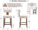26’’ Farmhouse Bar Stools Set of 4, Linen Upholstered Counter Height Barstools with Back Modern Counter Stools Wood Barstools with Hardwood Frame, Bar Height Chairs for Kitchen Counter Island, Beige LIVINOVA