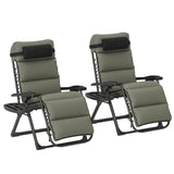 Outsunny Zero Gravity Chairs Set of 2, Reclining Folding Zero Gravity Lounge Chair, Outdoor Lounge Chairs with Removable Cushion, Headrest, and Cup Phone Holder Tray for Patio, Beach, Gray Outsunny