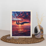 QLTBPVJK Fighter Sunset Diamond Painting Kits for Adults, Airplane Diamond Painting Art Kit for Adult, DIY Full Drill Gem Art with Diamonds for Relatives and Friends Home Wall Decor Gifts 12x16 Inch QLTBPVJK