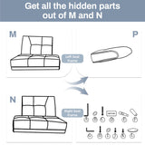 JAMFLY Futon Couch Sofa Bed Convertible, Small Sleeper Sofa Chair Loveseat with Cup Holder for Small Spaces, Living Room, Bedroom, Gameroom, Apartment, Dorm (Black) JAMFLY