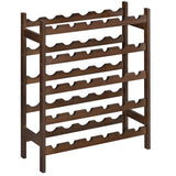SONGMICS 30-Bottle Wine Rack, 5-Tier Freestanding Floor Bamboo Wine Holder, Display Stand Shelves, Wave Bars, Walnut Color UKWR025D01 SONGMICS