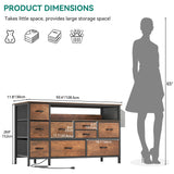 YITAHOME Dresser TV Stand with Power Outlet for 55'' TV, 9 Drawer Dresser for Bedroom, Media TV Console Table with Side Pockets & Hooks, Fabric Dresser Chest of Drawers for Bedroom, Living Room YITAHOME