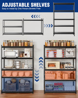 WORKPRO 5-Layer Heavy Duty Metal Storage Rack, 48”W x 24”D x 72”H, Adjustable Shelving Unit with 4000 lbs Total Load Capacity, for Garage, Kitchen, Bathroom, Warehouse WORKPRO