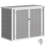 Outsunny 41 Cu. Ft. Outdoor Storage Shed with Chain Lid, Waterproof Outdoor Horizontal Trash Can Storage with Lockable Storage Box for Trash Cans, Garden Tools, Gray Outsunny