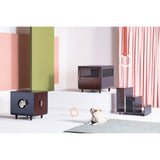 Teamson Pets Dyad Hidden Litter Box Enclosure & Mid-Century Side Table Combination with Side Entrance & Double Doors, Mocha Walnut Staart