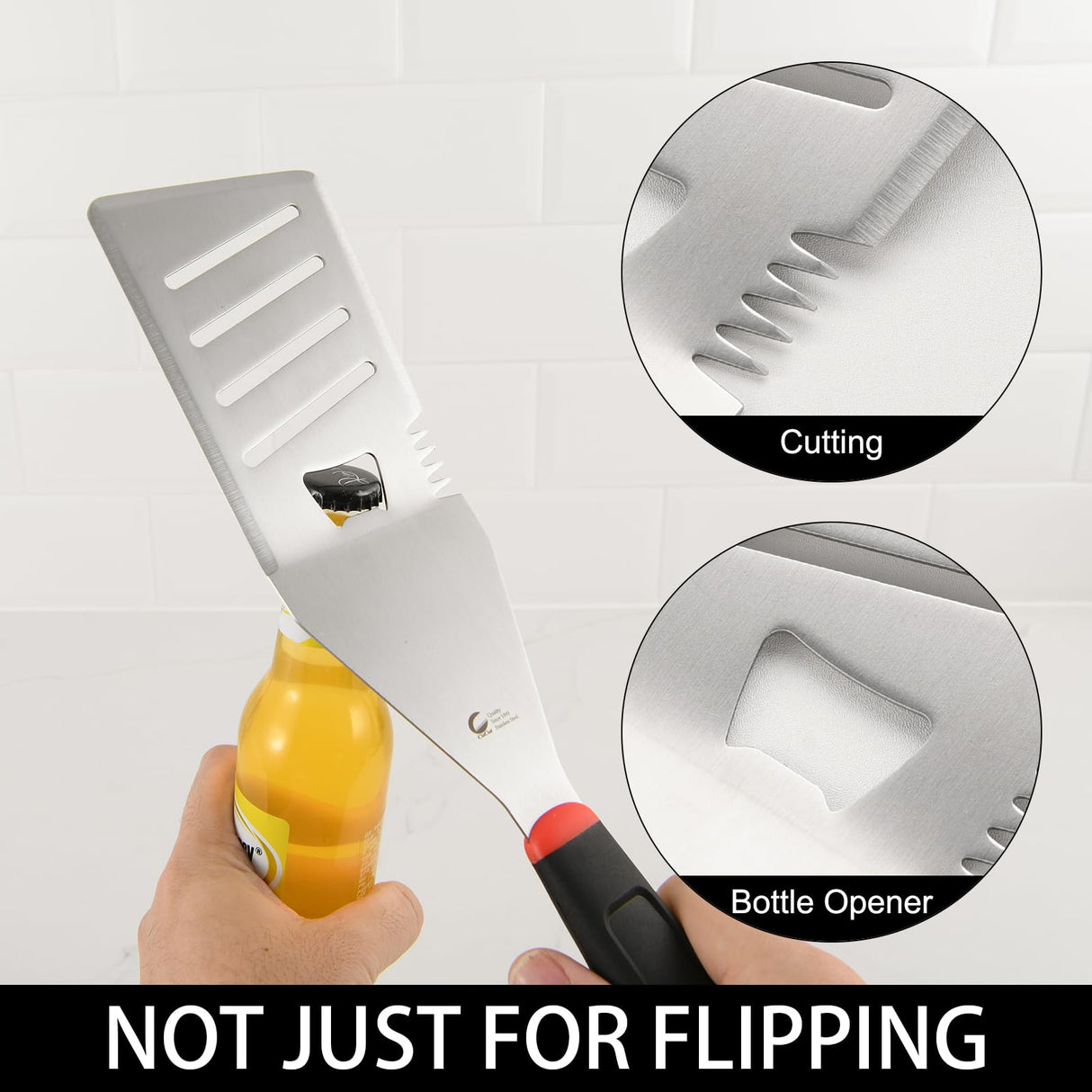 CuCut BBQ Tools Set, Stainless Steel Spatula, Fork & Tongs with with Portable Bag, Essential Accessories for Barbecue & Grill, Grilling Cooking Gifts for Men Dad - JJ19627 CuCut