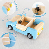 PairPear Wooden Family Car for Dolls,Wooden Toys Dollhouese Furniture Accessories Playset,Kids Pretend Preschool Play Vehicle Toys Gift for Toddler 3 Years and Up PairPear