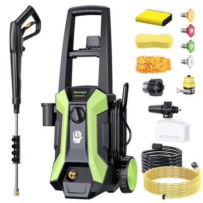 Electric Pressure Washer, 2600PSI Max 2.0 GPM Power Washer with 4 Nozzles, Foam Cannon & Spray Gun, IPX5 High Pressure Washer with 23FT Hose & 16.5FT Power Cord, for Floor/Cars/Fences/Patios