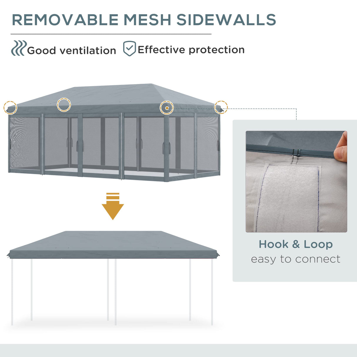 Outsunny 10' x 20' Pop Up Canopy Tent with Netting, Heavy Duty Instant Sun Shelter, Large Tents for Parties with Carry Bag for Outdoor, Garden, Patio, Gray Outsunny