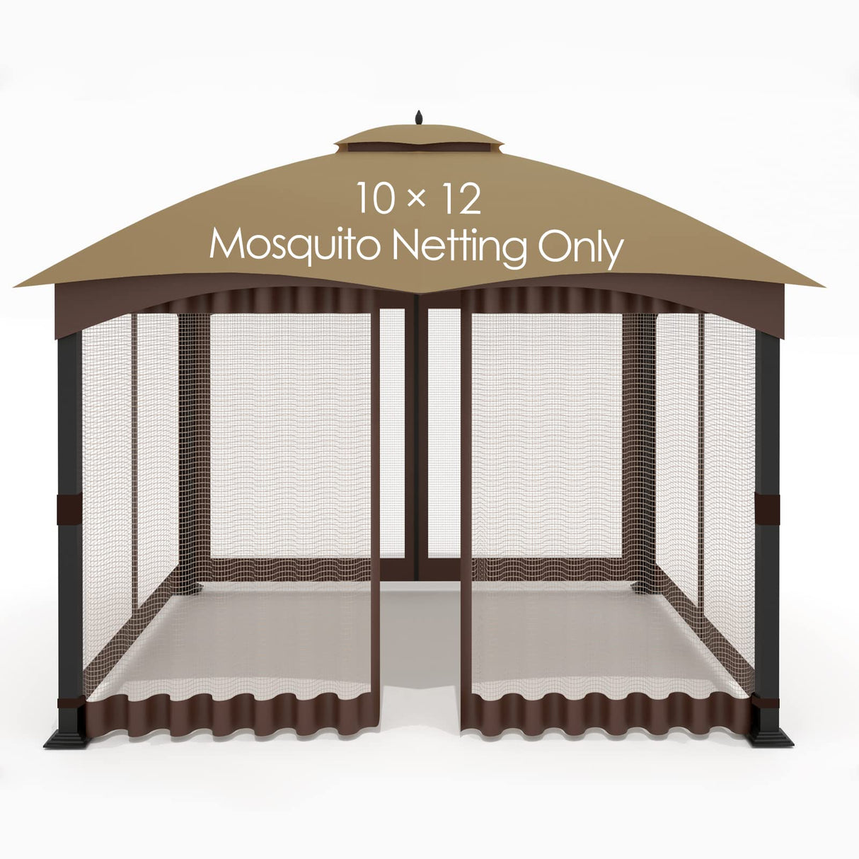 Tanxianzhe 10'x12' Gazebo Replacement Mosquito Netting 4-Panel Patio Screen Walls with Zipper (Brown) Tanxianzhe