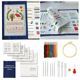 Zhenqing StitchCraft Complete Embroidery Book Kit – 200+ Patterns, 24 Threads, Hoop, Fabric & Tools – Beginner to Advanced DIY Stitching Set with English Guide Zhenqing
