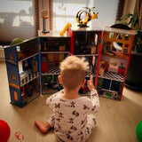 KidKraft Everyday Heroes Wooden Playset, 3-Story with 26-Piece Accessories, Foldable for Storage KidKraft