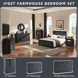 IFGET Farmhouse 9 Drawers Dresser for Bedroom, 60" Wide Wood Rustic Chest of Drawers, Large Storage Dressers Organizer for Bedroom, Living Room, Hallway, Dining Room, Dark Grey IFGET