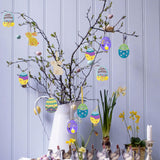 SHEHARUHI 56 PCS Easter Wooden Hanging Ornaments Unfinished Ornaments with Bunny to Paint Wood Slices Eggs Crafts for Kids DIY Easter Decorations Party Supplies Decor SHEHARUHI
