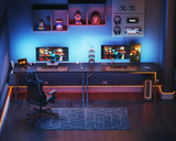 KKL Large Computer Desk with Power Outlets and USB Port Desk for Home Office Gaming Simple Modern Style Writing Desks with Storage Bag Headphone Hook, 55 inch, Black KKL