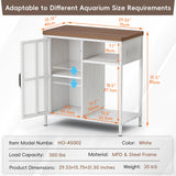 HAIOOU 20-29 Gallon Aquarium Stand with LED Light & Power Outlets, Cross Design Metal Frame Fish Tank Stand Aquarium Table with Cabinet Storage for Turtle Tank Reptile Terrarium, 360LBS Loads - White HAIOOU