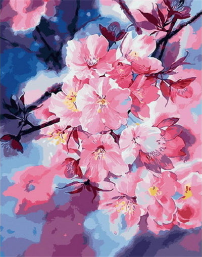 ABEUTY DIY Paint by Numbers for Adults Beginner,Pink Cherry Blossom 16x20 inch Acrylic Painting Number Kits on Canvas (No Frame)