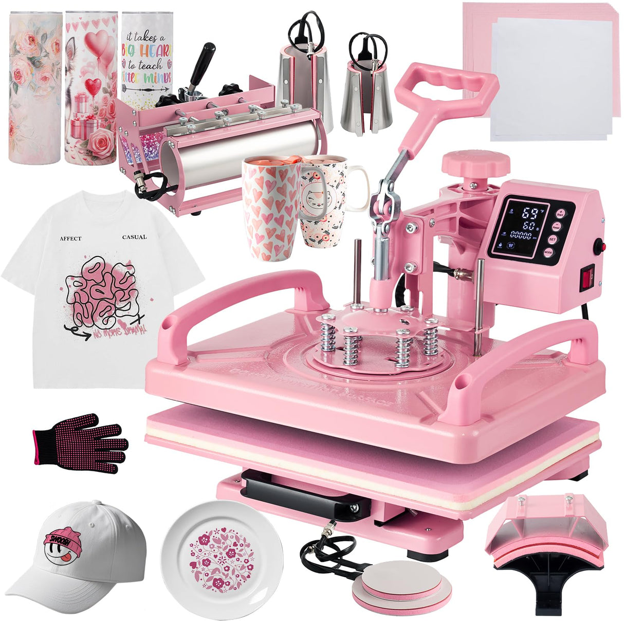 Hitgrand Heat Press Machine 12x15 inch, Heat Press Machine for T-Shirts, 8 in 1 Heat Press with 30 OZ Tumbler Press, Combo Tumbler Heat Press Machine Sublimation for Hat Cap Mug Plate Hitgrand