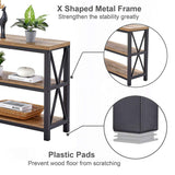 FATORRI Rustic Oak Industrial Console Table with 3-Tier Shelves for Entryway and Living Room FATORRI