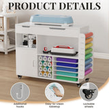 Craft organization and storage Cart Compatible with Cricut Machine, Rolling Craft Organizer With lDual Drawers & Cabinet Door, Vinyl Roll Holder, and Spacious Compartments (Extra Large) CXQ
