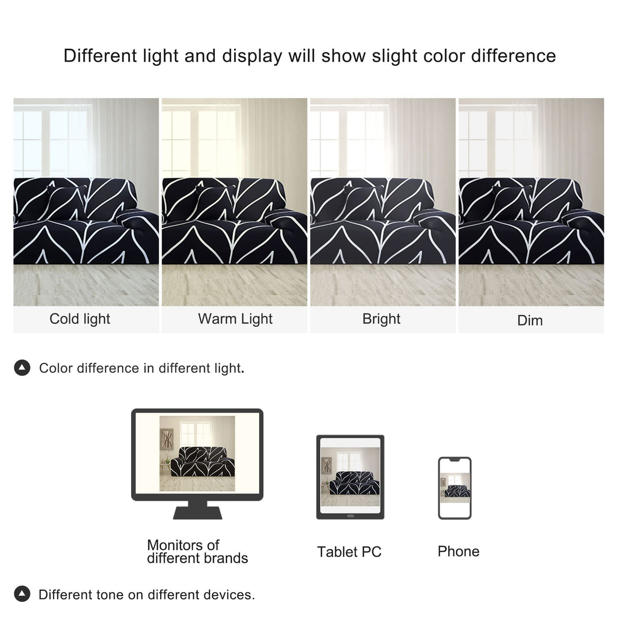 uxcell Stretch Sofa Cover Printed Couch Slipcover for Sofas Loveseat Armchair Living Room Universal Furniture with One Pillowcase (Black White Branches, Large) uxcell