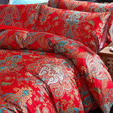 mixinni Red Paisley Comforter Sets Queen Size Bed Shabby Chic Print Comforter All Season 3 Pieces 1 Fluffy Soft Comforter with 2 Pillow Shams-Queen Size mixinni