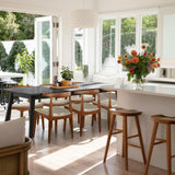 2xhome Set of 2 Contemporary Farmhouse Real Solid Wood Cushion Seat Dining Chairs Elbow Side Chair (Espresso-Beige Seat) 2xhome