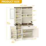 DWVO Tall Kitchen Pantry Storage Cabinet with Power Outlet, Farmhouse Storage Cabinets with Door & Shelves,Kitchen Hutch Buffet Cabinet with Microwave Stand, Walnut White DWVO