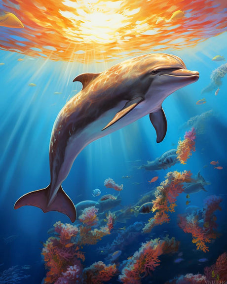 VNUIEHG DIY Paint by Numbers for Adults Beginner, Dozy Dolphin Dreams, Paint by Numbers Kit Painting by Numbers for Adults, 16" x 20" VNUIEHG