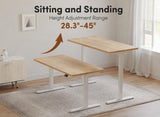 FEZIBO 55 x 24 Inchs Electric Standing Desk, Height Adjustable, Sit Stand Up, Computer Office Desk with Splice Board, White Frame/Maple Top FEZIBO