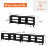 FITUEYES Classic TV Stand for 100 Inch TV, Black Entertainment Center for 80 85 90 inch TV Console Table with 12 Cubby Storage for Living Room Bedroom FITUEYES