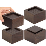 FASONLA Bed Risers (Set of 4) Furniture Risers Lifts Height 2", Oak Solid Wood Risers for Bed, Furniture, Table, Sofa, Chair Risers with Non-Slip Recessed Hole (4pcs-2" Hight-Walnut Color) FASONLA