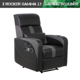 X Rocker Gamma Recliner Gaming Chair, 2.1 Bluetooth Audio System, Headrest Mounted Speakers, Built-in Footrest and Cupholder, 718001, 34.84" x 39.37" x 30.31", Black X Rocker