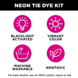 Tulip Neon Tie-Dye Kit, Blacklight Reactive, Easy Application & Techniques, No Mixing, Just Shake & Apply Fabric Dye, Neon Craft Party Activity, 6-Color Kit, 31 pcs Tulip