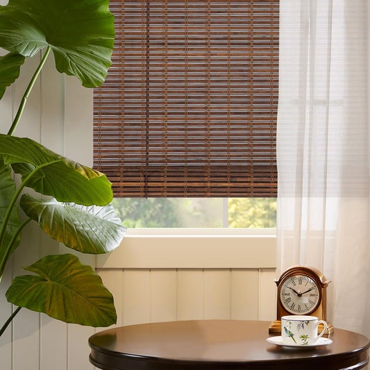 Bamboo Wooden Roll Up Blinds, Bamboo Roll Up Shades for Windows, Light Filtering Bamboo Blinds for Indoor Outdoor Home Patio Porch (36''W X 72''H)