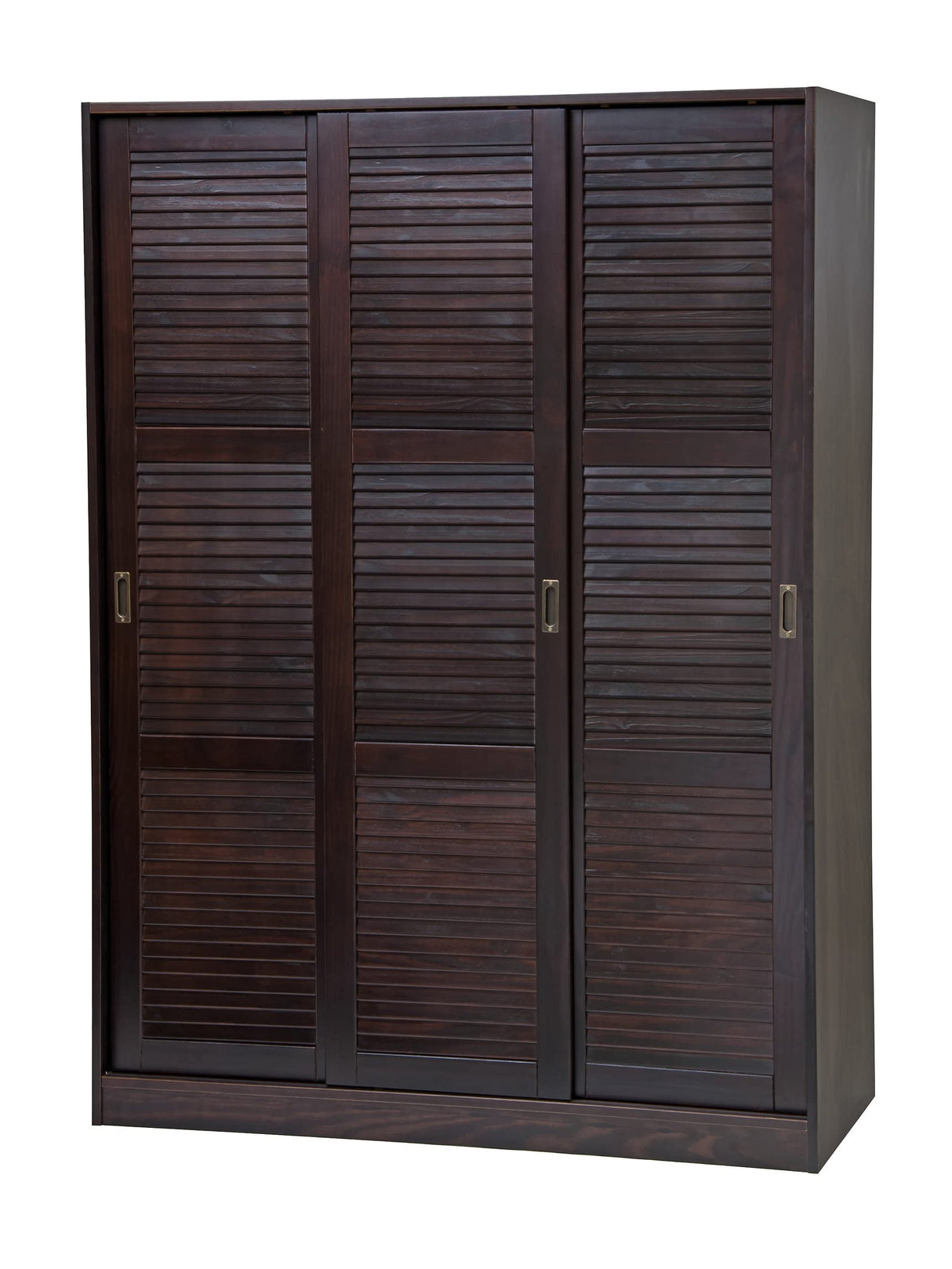 Palace Imports 100% Solid Wood Wardrobe/Armoire/Closet with 3 Sliding Louvered Doors, Java. 5 Shelves Included, 52" w x 72" h x 22.5" d, Renewable Eco-Friendly Wood, Made in Brazil Palace Imports