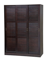 Palace Imports 100% Solid Wood Wardrobe/Armoire/Closet with 3 Sliding Louvered Doors, Java. 5 Shelves Included, 52" w x 72" h x 22.5" d, Renewable Eco-Friendly Wood, Made in Brazil Palace Imports
