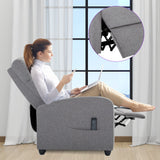 Zanzio Massage Modern Adjustable Heated Recliner Home Theater Single Sofa Chair Lounge with Padded Seat, Grey Zanzio