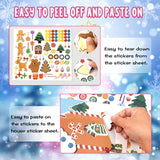 VABAMNA Christmas Party Favor for Kids - 30 Sheets Make a Gingerbread House DIY Craft Stickers Scenes for Xmas Holiday Activity Party Game Supplies, 15 Sets VABAMNA