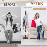 Wooden Coat Rack Freestanding Coat Tree with 4 Height Options and 9 Hooks, Sturdy Coat Rack Stand for Clothes/Bags/Hats, Easy Assemble Save Space for Entryway,Bedroom,Office,Narrow Place (Brown) Bamdibola