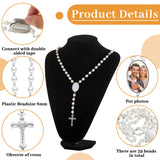 Sublimation Blanks Rosary Beads Necklace Set Catholic Rosary Printable Insert Rosary Necklace Prayer Beads Rosary with Sheer Organza Bags for Baptism Women Men Jewelry Gifts DIY Making (12 Set) Taiyin