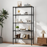 DUMOS 5 Tier Metal Wire Rack Shelf Heavy Duty Standing Shelves Adjustable Steel Closet Shelving Unit Organizers and Storage for Kitchen Bathroom Pantry Office, 13.78" D x 35.43" W x 69.29" H DUMOS