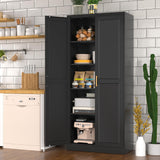 Pantry Cabinet, 71 Inch Tall Kitchen Storage Cabinet, Metal Pantry Cabinet with Doors and Adjustable Shelves, Black Food Cupboard Freestanding Cabinet for Living&Dinning Room-Assembly Required Polup