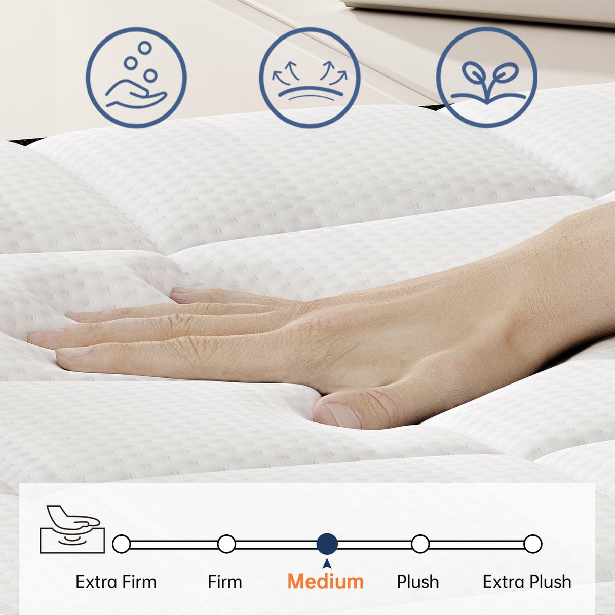 LETMOON Queen Mattress, 16 Inch Hybrid Queen Size Mattresses in a Box, Medium Firm, Memory Foam and Pocket Springs, Strong Edge Support, Pressure Relief LETMOON