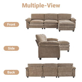 VINGLI Convertible Modular Sectional Sofa with Deep Seat & Movable 2-Layer Ottoman, L-shape Cloud Sofa with Chaise &Armrests, Oversized 3-Seater Couch for Living Room & Apartment, Chenille,Light-Brown VINGLI