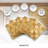 Acepunch 6 Finland Wooden 3D Wall Art Panel Home Decorative Sound Absorbing Dampening Tile Soundproofing Acoustic Music Insulator Noise reduction Studio Room Geometric Style 12x12in AP1234 Acepunch