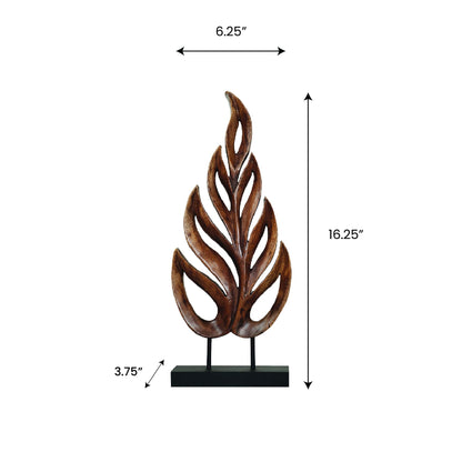 Decozen Handcrafted Solid Wood Leaf Sculpture from Daughter, Son, Husband - Ideal for Home, Mantel, Fireplace, and Foyer Decor - Tabletop Accent